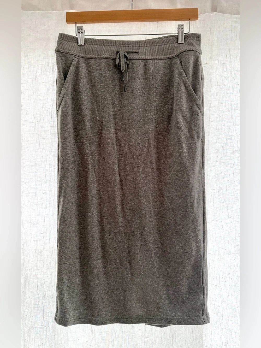 Prana Grey Drawstring Midi Skirt